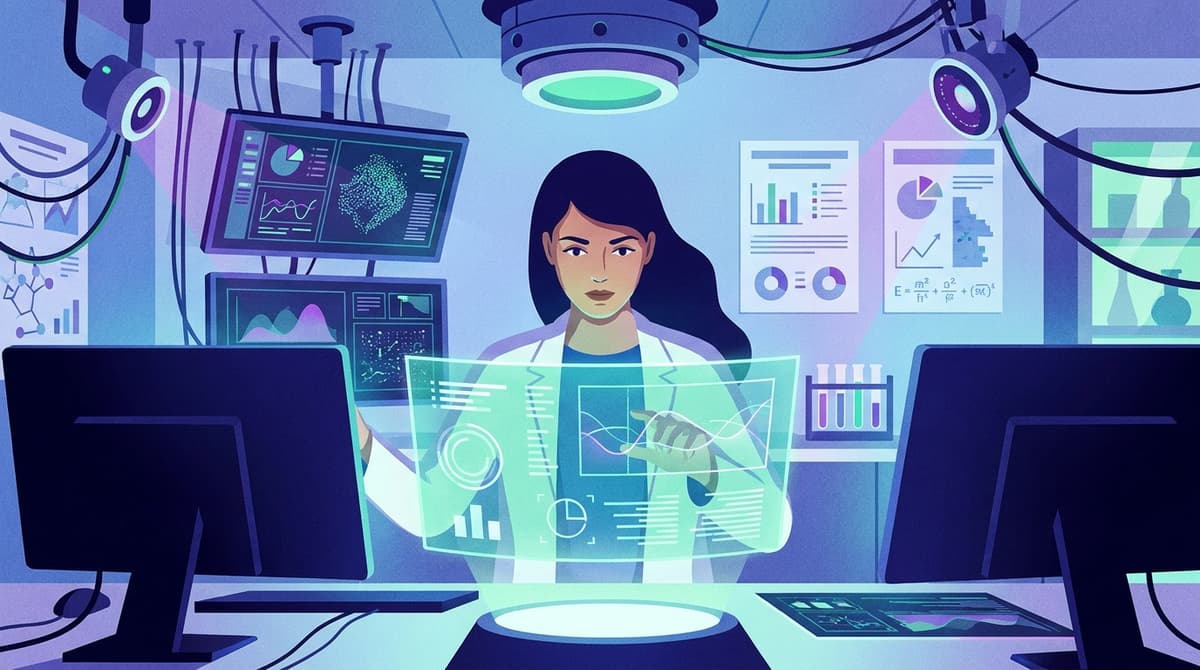 A scientist with instruments investigates unexplained phenomena in a laboratory.